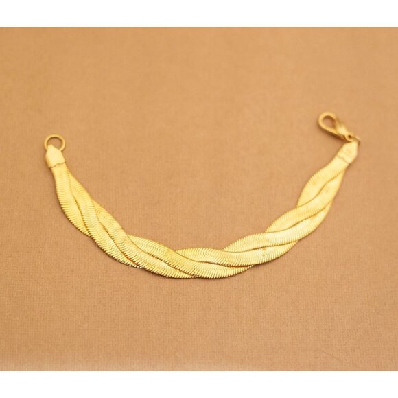 Vintage Gold Tone Spiral Braids Elegant Bracelet 7 inch by Avon - Y15 - Picture 1 of 3